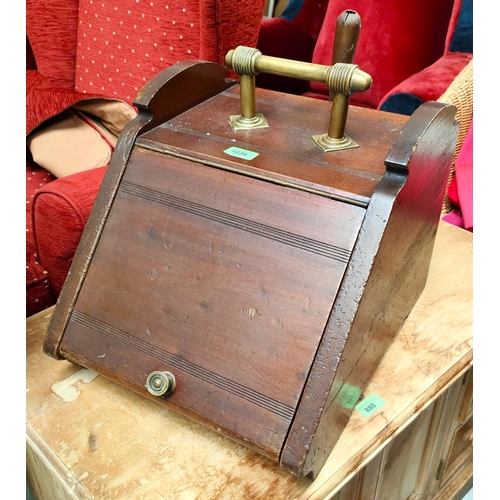 1036 - An Edwardian mahogany and brass coal scuttle