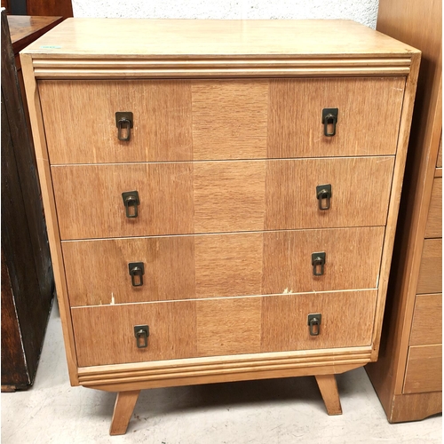1045 - A 1930's oak veneered chest of four drawers