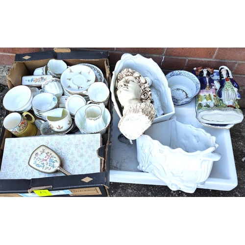 14B - A large sink and a selection of china including part tea sets etc