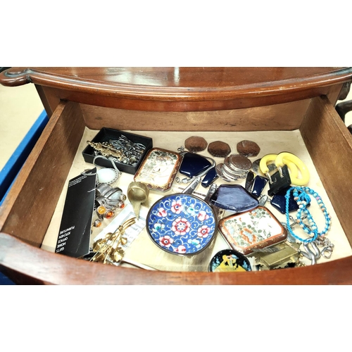 197 - Collectibles in 2 drawer box, some costume jewellery, collectible 50p coins (Beatrix Potter, Padding... 