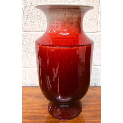 417 - A large Chinese red drip glazed vase, with marks to base, height 38cm