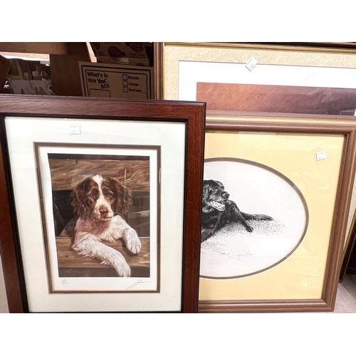 799 - A selection of framed and glazed signed and some limited edition prints of various breeds of dogs, i... 