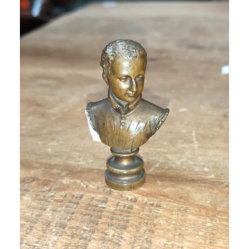 136 - F. Barbedienne - A fine quality bronze desk weight in the form of young male bust signed to back F. ... 