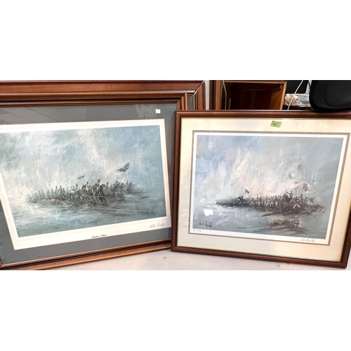 802 - After Ben Maile: Two pencil signed limited edition military prints 'Guns of War' and another 48x65cm... 