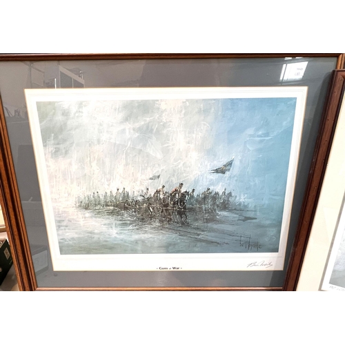 802 - After Ben Maile: Two pencil signed limited edition military prints 'Guns of War' and another 48x65cm... 