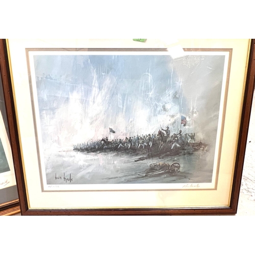 802 - After Ben Maile: Two pencil signed limited edition military prints 'Guns of War' and another 48x65cm... 