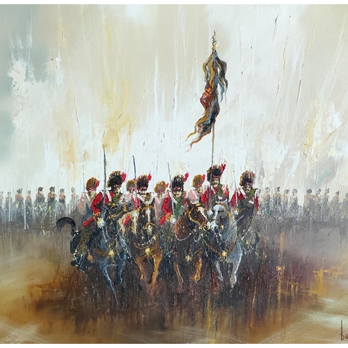 808A - Ben Maile: A very large and impressive atmospheric Napoleonic period military oil on canvas, Royal S... 