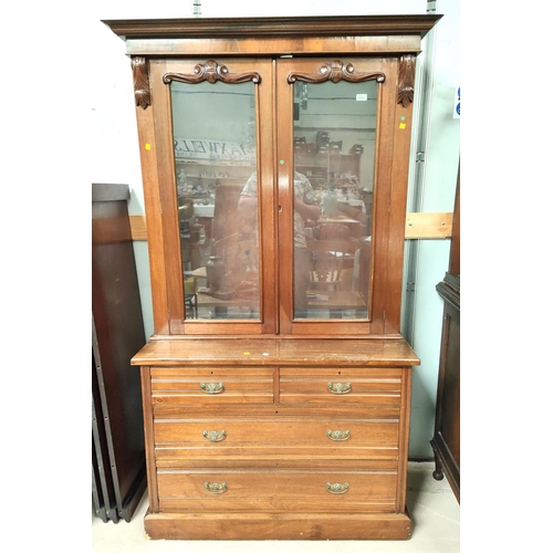 892 - A matched Victorian mahogany bookcase enclosed by 2 doors on later Edwardian chest of 2 long and 2 s... 