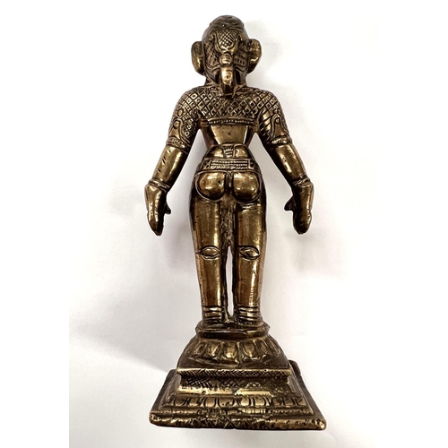 390 - A bronze Hindu statue of female with incised decoration height 16cm