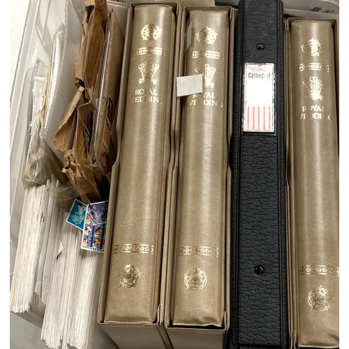 15 - 3 Royal Wedding albums with a selection of covers, a vintage stamp album