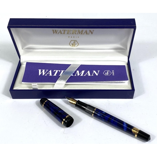 152 - A Watermann Phileas fountain pen, blue marbled effect, cased