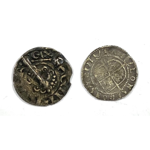 205 - An Elizabeth I half groat; a pierced short cross penny and another hammered coin