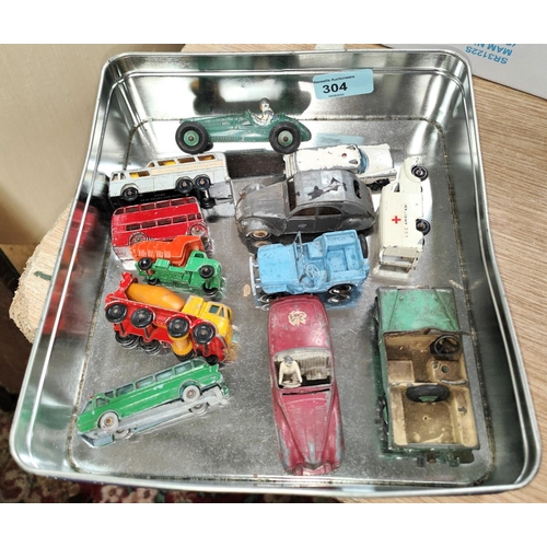 304 - A vintage Dinky toys 23G Cooper Bristol and other Lesney and other loose diecast vehicles