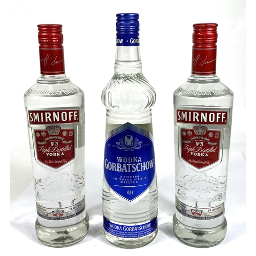 337 - A 70cl bottle of Wodka Gorbatschow vodka and 2 70cl bottles of Smirnov 