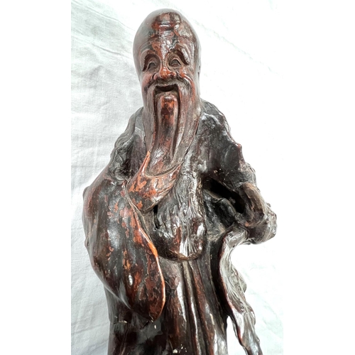 358 - A 19th century root carving of bearded sage height 45cm