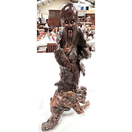 358 - A 19th century root carving of bearded sage height 45cm