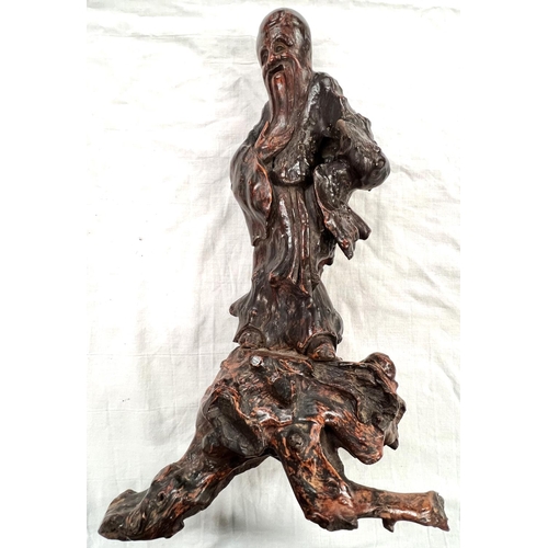 358 - A 19th century root carving of bearded sage height 45cm