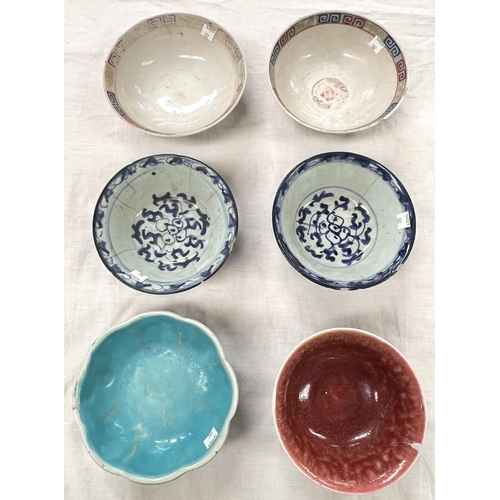 382 - A selection of Chinese and other oriental bowls various colours and glazes, sizes and forms (bearing... 