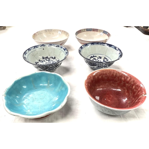 382 - A selection of Chinese and other oriental bowls various colours and glazes, sizes and forms (bearing... 