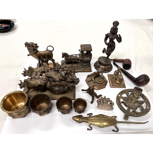 390D - A selection of Indian and other metalware pipes etc