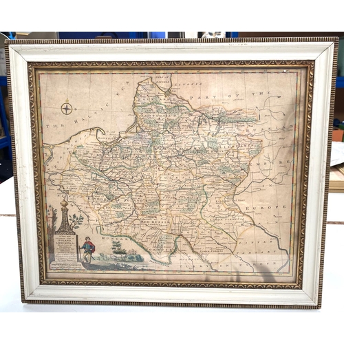 40 - An 18th century map of Poland & Lithuania, framed and glazed