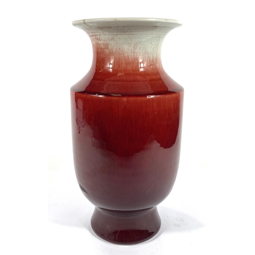 417 - A large Chinese red drip glazed vase, with marks to base, height 38cm