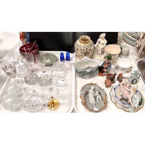 437A - A selection of Victorian and later pottery and glassware,  cake stands etc