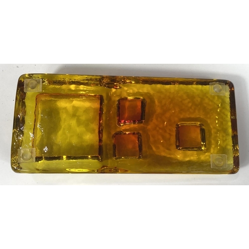 460 - WHITEFRIARS GLASS: A 1960's Whitefriars 'Architectural Slab No 6' art glass piece in amber colour, 1... 