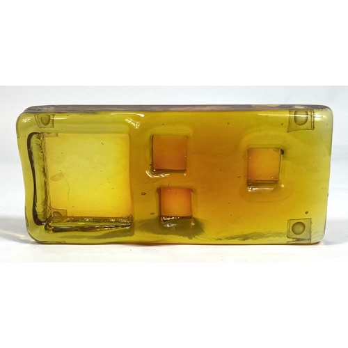 460 - WHITEFRIARS GLASS: A 1960's Whitefriars 'Architectural Slab No 6' art glass piece in amber colour, 1... 