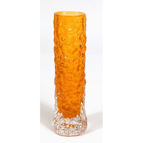 461 - WHITEFRIARS GLASS: A Whitefriars glass bark effect 'finger' vase in tangerine by Geoffrey Baxter, he... 