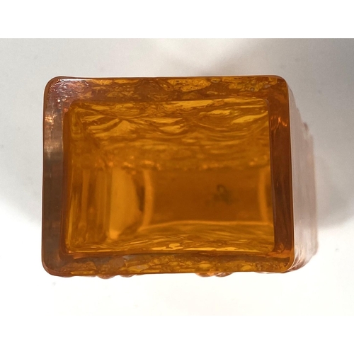 463 - WHITEFRIARS GLASS: A Whitefriars 'coffin' vase in tangerine with textured finish, by Geoffrey Baxter... 