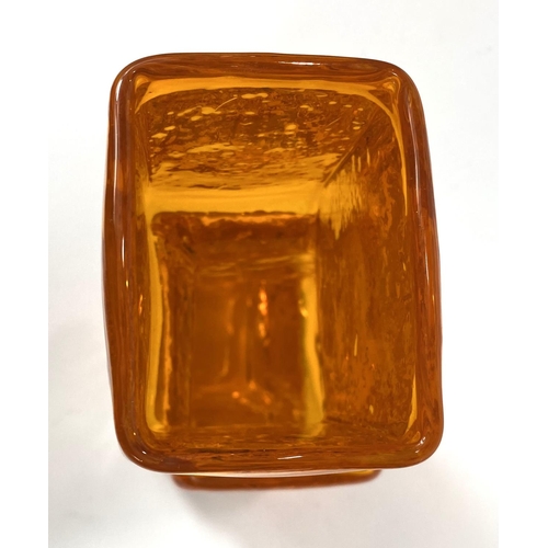 467 - WHITEFRIARS GLASS: A Whitefriars 'Drunken Bricklayer' glass vase in tangerine, by Geoffrey Baxter he... 