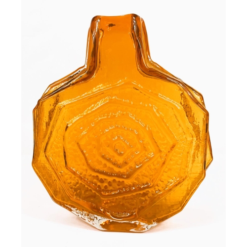 468 - WHITEFRIARS GLASS: A Whitefriars 'banjo' vase in tangerine, with textured body designed by Geoffrey ... 