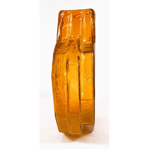 468 - WHITEFRIARS GLASS: A Whitefriars 'banjo' vase in tangerine, with textured body designed by Geoffrey ... 