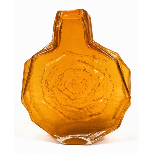 468 - WHITEFRIARS GLASS: A Whitefriars 'banjo' vase in tangerine, with textured body designed by Geoffrey ... 