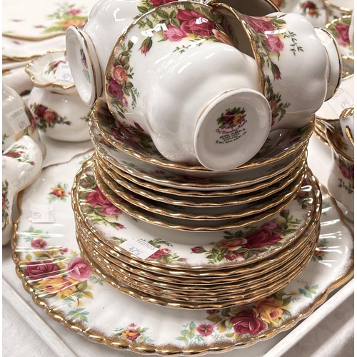 475 - A selection of Royal Albert Old Country Roses teaware; similar Royal Stafford teaware, 47 pc approx.