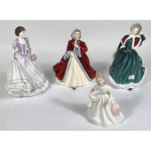 484 - A group of 4 Royal Doulton lady figurines: Suzanne HN4098, Rachel HN2936, Christmas Day HN4315 and A... 