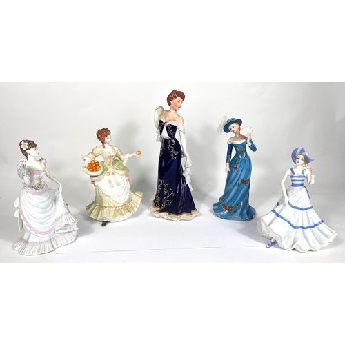 489 - 3 Coalport Lady figurines: Nell Gwynn, Lillie Langtry and Sentiments Special Celebrations; 2 other s... 