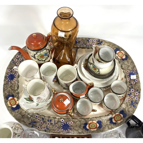 498 - A Japanese egg shell coffee set; a selection of decorative and commemorative china including a Victo... 