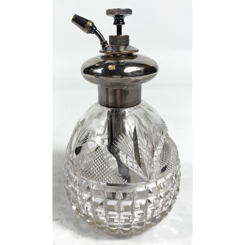 706 - A 19th century large glass scent bottle, covered with silver spiral and embossed floral stripes, Lon... 