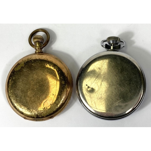 730 - A gold plated Waltham enclosed pocket watch and a chrome vintage Ingersoll Triumph pocket watch etc