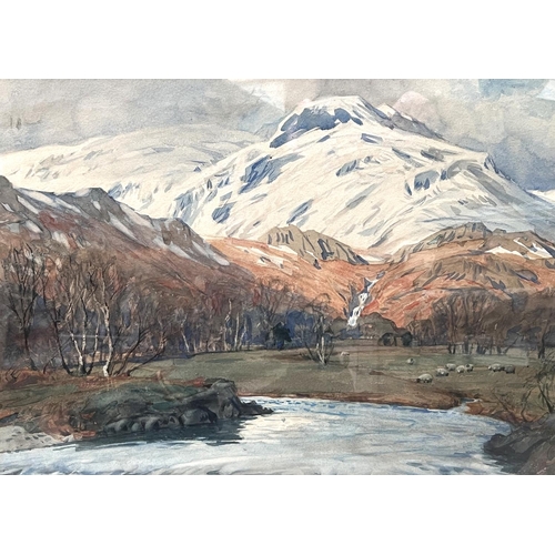 780 - Alfred Heaton Cooper (1864-1929):  Autumn river landscape with snow on hills behind, watercolour, si... 