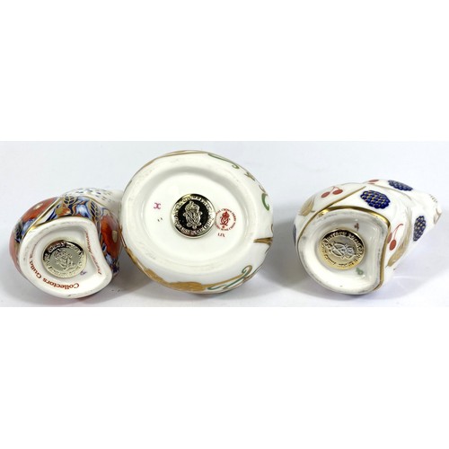 436 - Three originally boxed Royal Crown Derby paperweights, sleeping Dormouse LIX, Collectors Guild exclu... 