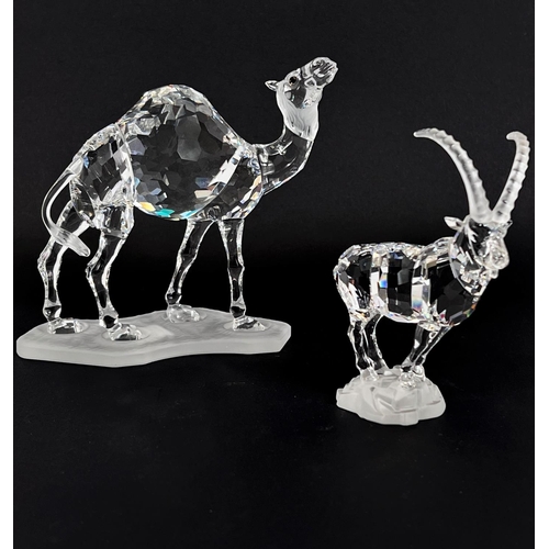 502 - A Swarovski silver crystal figure of a camel, ht. 12.5cm; a Swarovski crystal figure of an... 