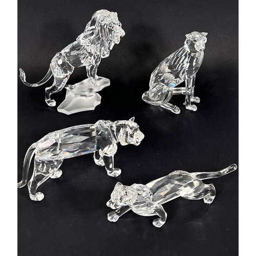 506 - 4 Swarovski crystal cats of Africa - 2 lions and a cheetah (one boxed) (217893)