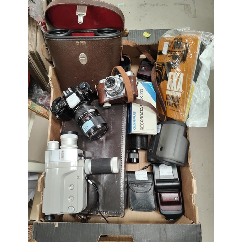 271 - A Minolta super 8 camera, a selection of cameras Voighander, USSR binoculars etc