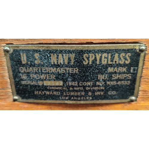 319 - A U.S. Navy spyglass Mark II 16 power cased