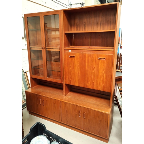 850 - A G-Plan large double wall unit of 2 full height sections