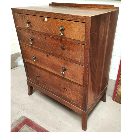 861 - An Arts and Crafts period 2 piece bedroom suite comprising kneehole dressing table, stool and 4 heig... 