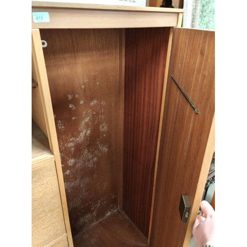 873 - A 1960's lightwood combination wardrobe